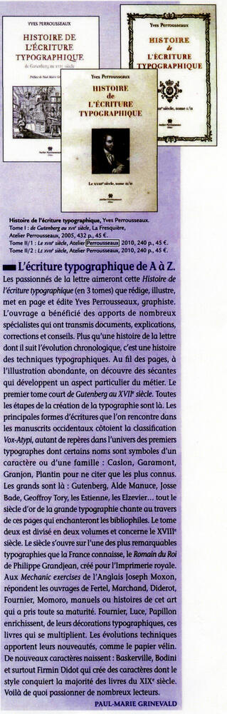 Article dans la revue Plume mars-mai 2011